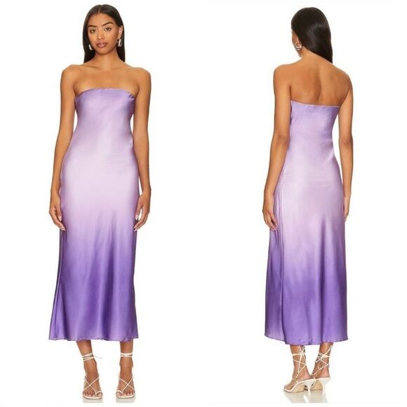 NWT Women’s SNDYS From REVOLVE ‘Angel’ Purple Ombre Strapless Dress Size L - Picture 1 of 7